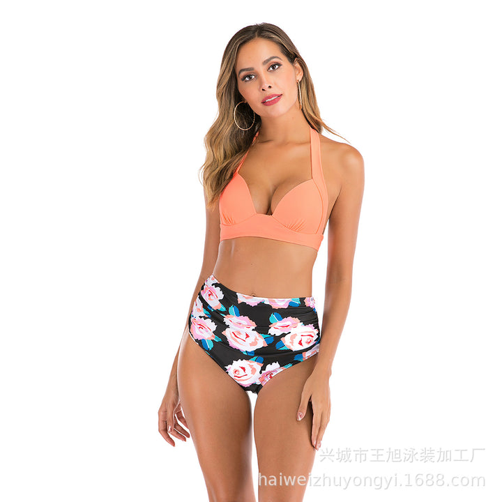 Dame Bandeau-bikini med stilfulde striber og justerbare stropper Skovae