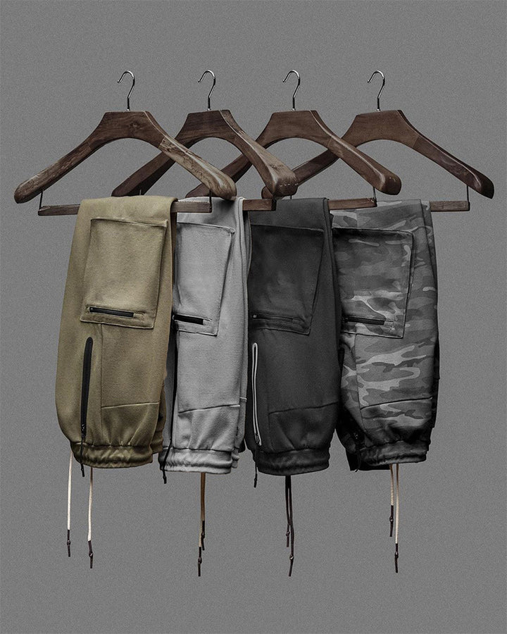 Herrer Multifunktionel Slim-Fit Joggingbukser med sidelommer med lynlås og elastisk talje Stilla