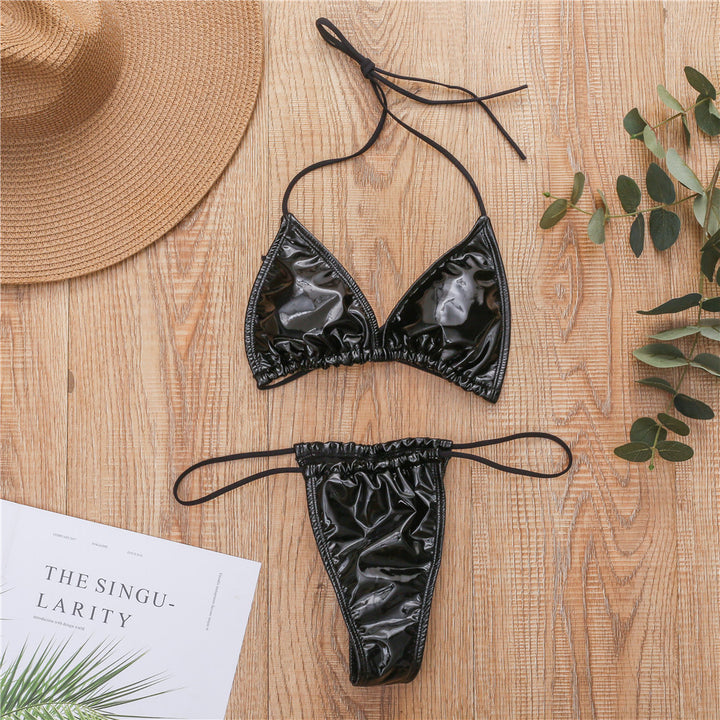 Dame Triangel-Bikini med silkeagtig finish og justerbare stropper Skovae