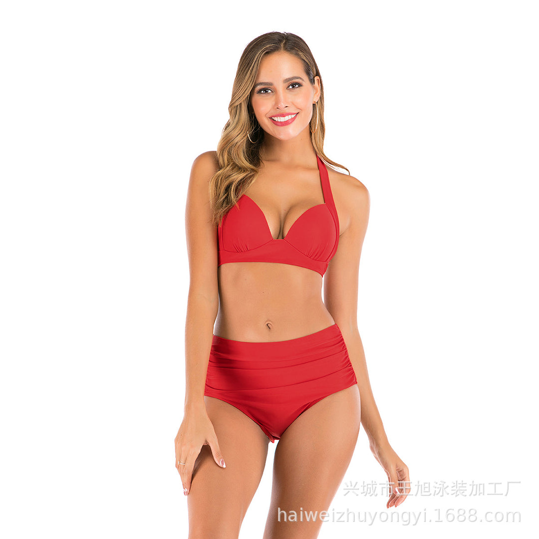 Dame Bandeau-bikini med stilfulde striber og justerbare stropper Skovae