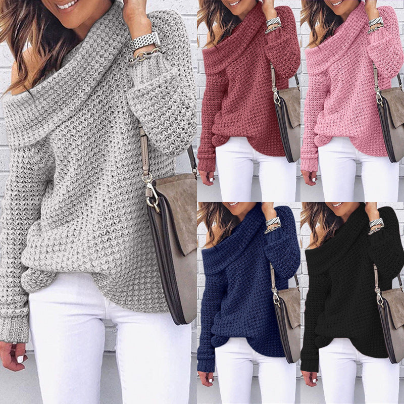 Damernes strikkede sweater med off-shoulder design og struktureret overflade Stilla
