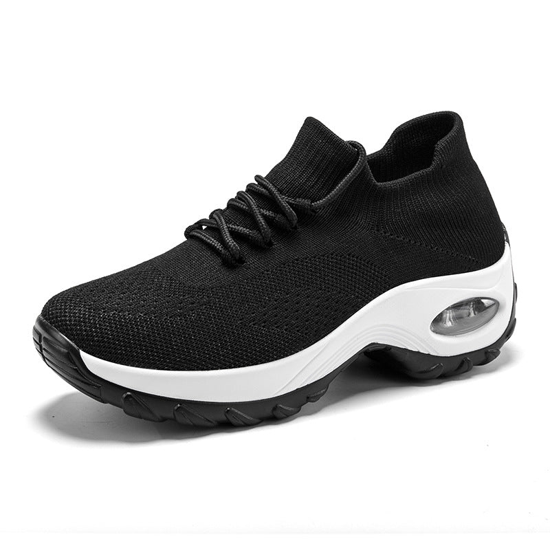 Dame nan strikket sokket sneakers med luftkudefodseng og elastisk strikoverdel Skovae