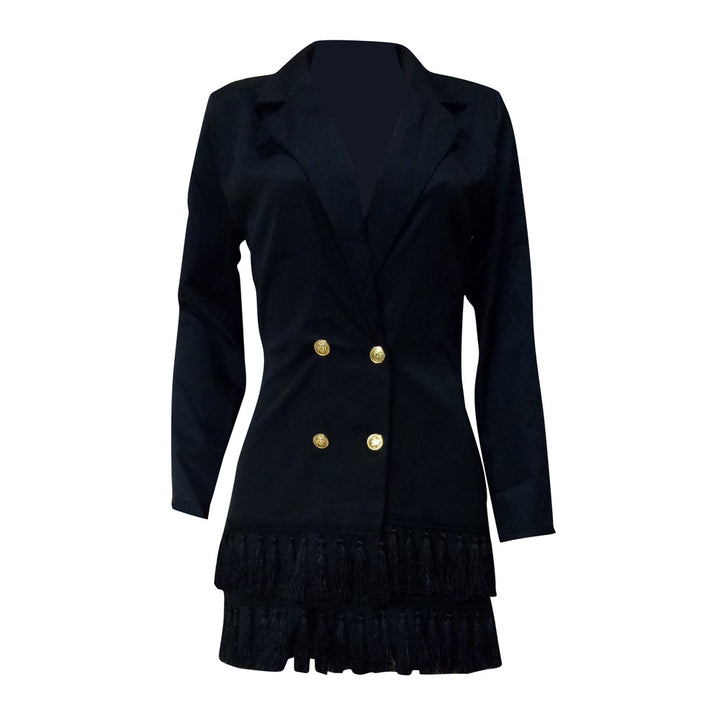 Dame Mode Blazer-kjole med frynser og elegante knapdetaljer Stilla