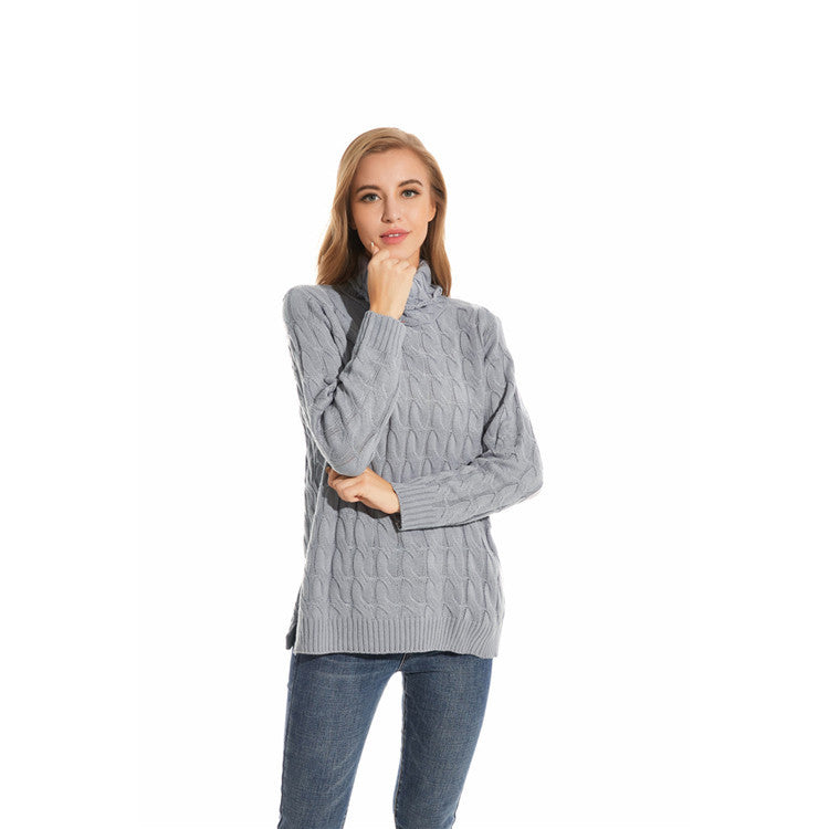 Dame sweater i afslappet kabelstrikdesign Stilla