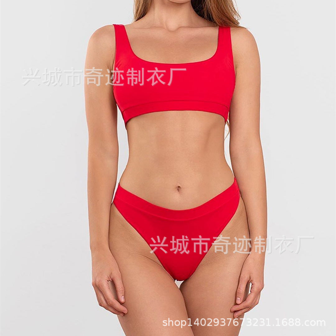 Dame bikini-sæt med minimalistiske stropper og høj benudskæring Stilla