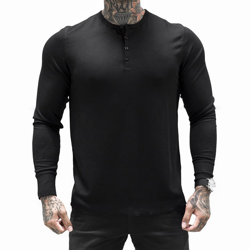 Herrer Langærmet Henley-shirt i åndbart bomuldsblanding Stilla