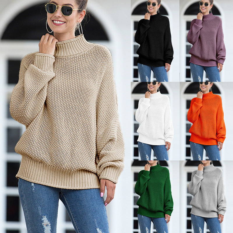 Damer chunky strik sweater med høj krave og brede ærmer Stilla