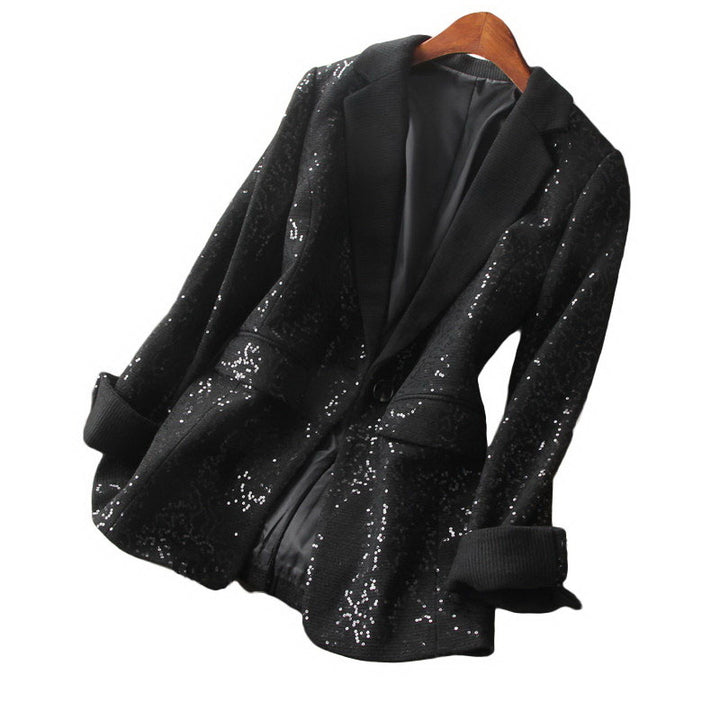 Dame glitrende aften blazer med elegant design og raffineret skørt Stilla