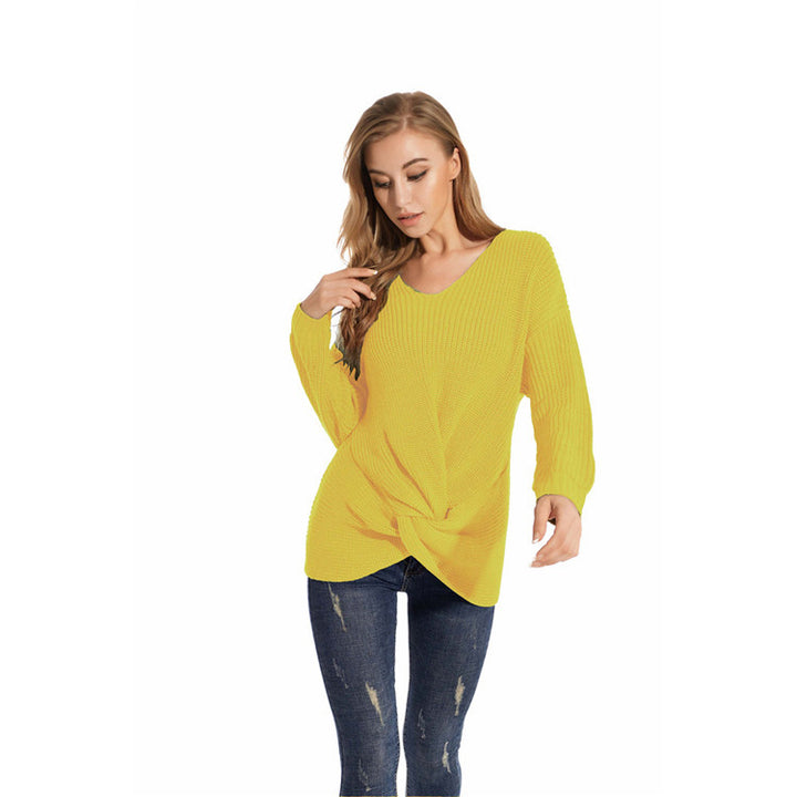 Dame strikbluse med elegant omslagdesign og afslappet snit Stilla