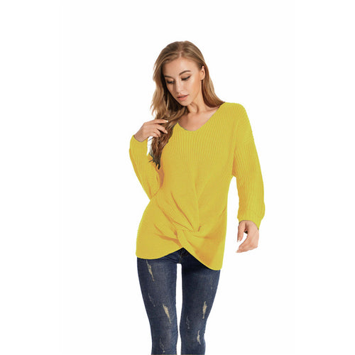 Dame strikbluse med elegant omslagdesign og afslappet snit Stilla