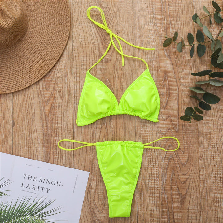 Dame Triangel-Bikini med silkeagtig finish og justerbare stropper Skovae