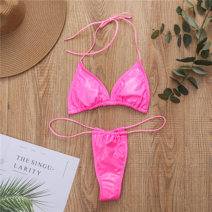 Dame Triangel-Bikini med silkeagtig finish og justerbare stropper Skovae
