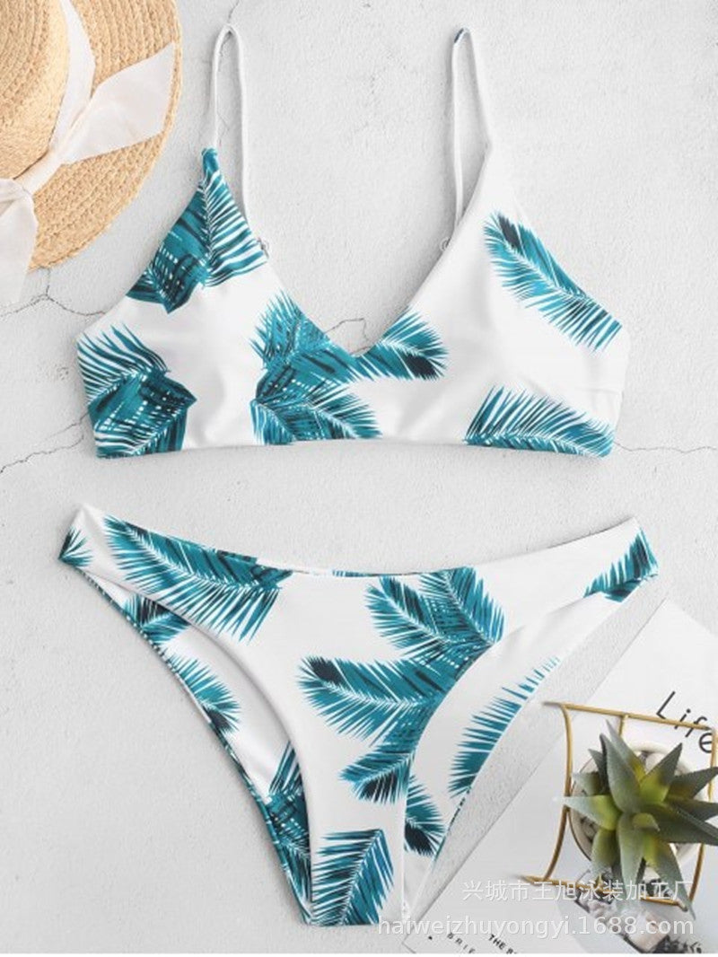 Dame Bikini-sæt med trendy palme-print og komfortabel snit Stilla