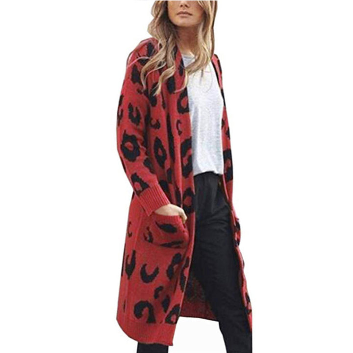 Kvinders chunky strik cardigan med dyreprint og praktiske lommer Stilla