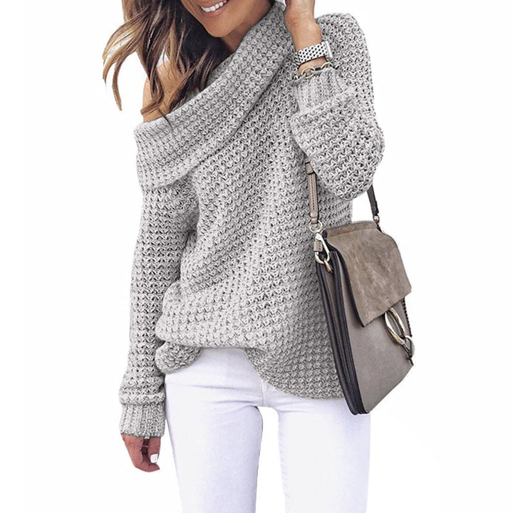 Kvinder Off-Shoulder Strikket Sweater med Struktur Stilla
