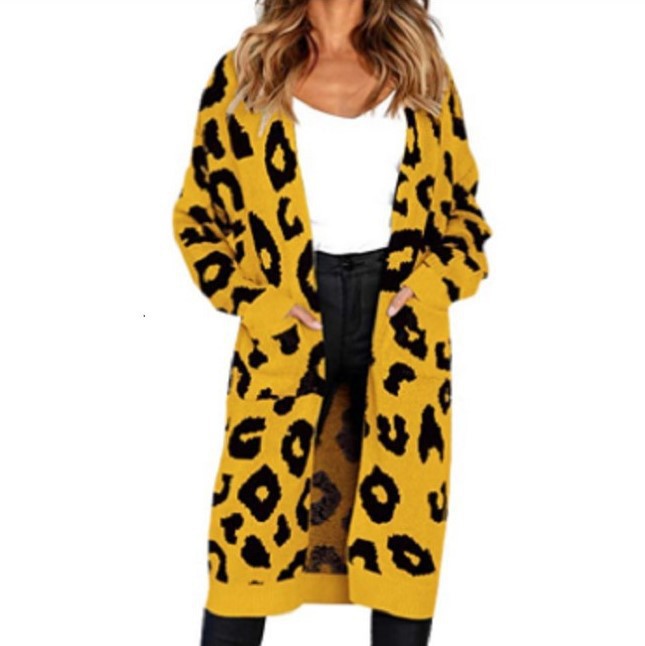 Kvinders chunky strik cardigan med dyreprint og praktiske lommer Stilla