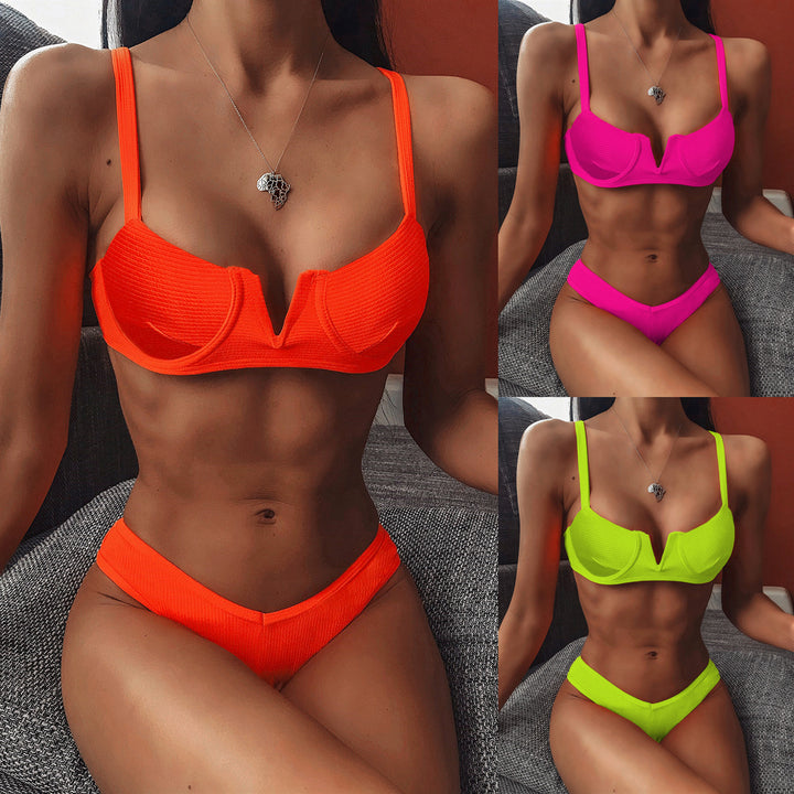 Dame Push-Up Bikini-Sæt med smart ribdesign Skovae