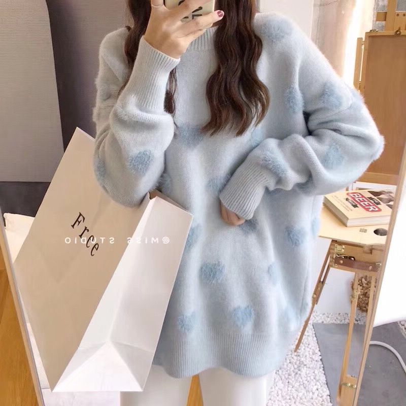 Kvinders hyggelige sweater med hjerteformet mønster Stilla