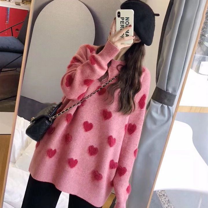 Kvinders hyggelige sweater med hjerteformet mønster Stilla