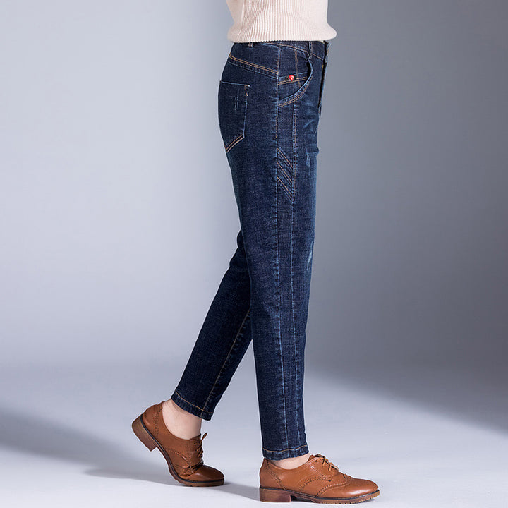Dame mode hojt vand jeans med smal snit og fem lommer Stilla