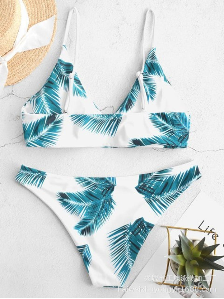 Dame Bikini-sæt med trendy palme-print og komfortabel snit Stilla