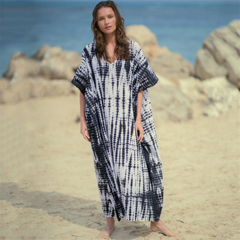 Dame Strandkaftan med eksklusiv batik-optik og bred snit Stilla