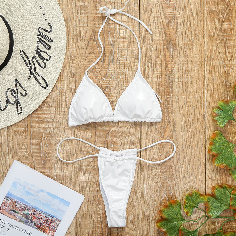 Dame Triangel-Bikini med silkeagtig finish og justerbare stropper Skovae