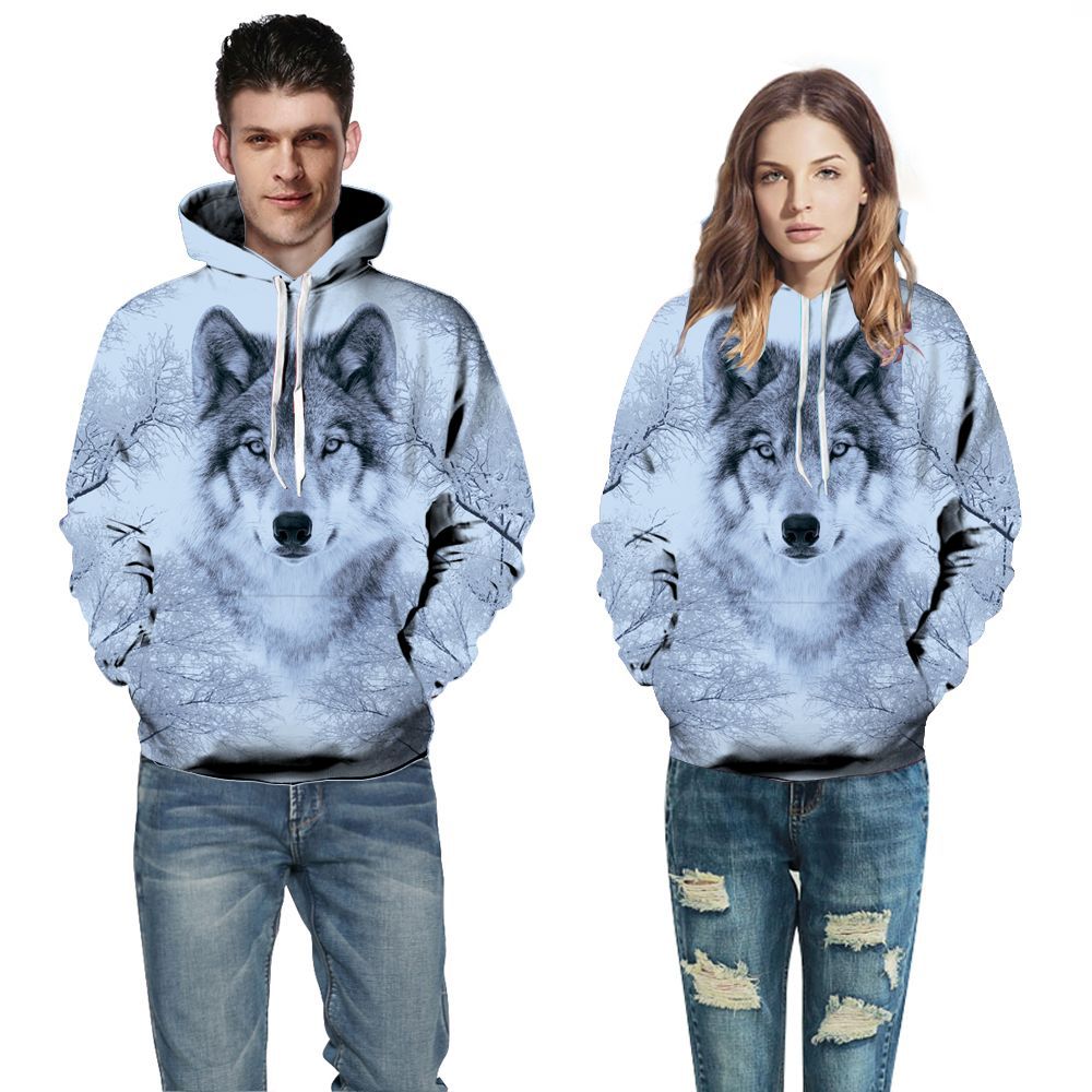 Unisex Hættetrøje med unik Wolf motiv og høj kvalitet stof Stilla