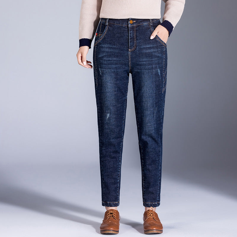 Dame mode hojt vand jeans med smal snit og fem lommer Stilla
