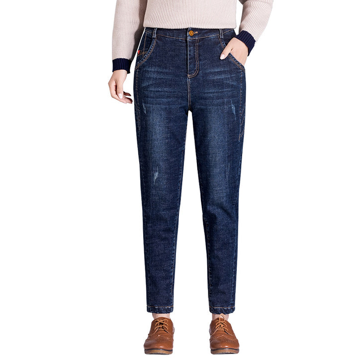 Dame mode hojt vand jeans med smal snit og fem lommer Stilla
