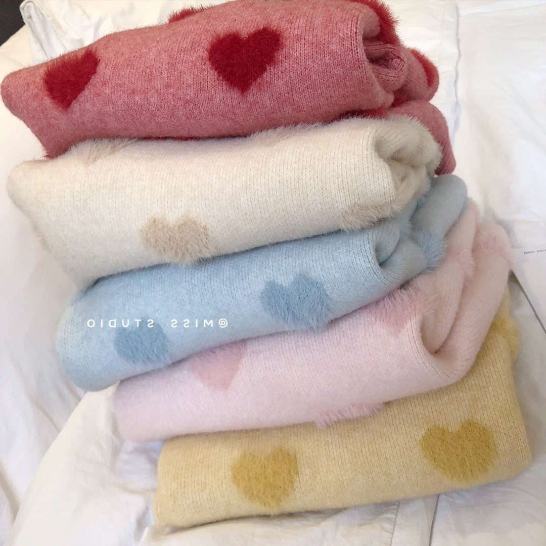 Kvinders hyggelige sweater med hjerteformet mønster Stilla