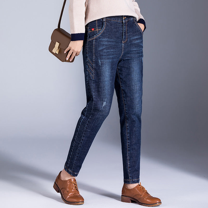 Dame mode hojt vand jeans med smal snit og fem lommer Stilla
