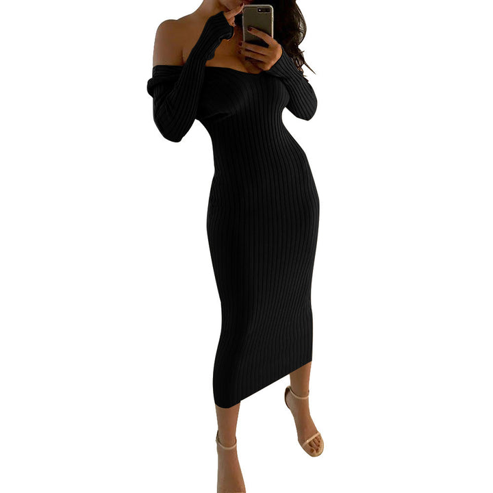 Dame strikkjole med skulderfri design Stilla