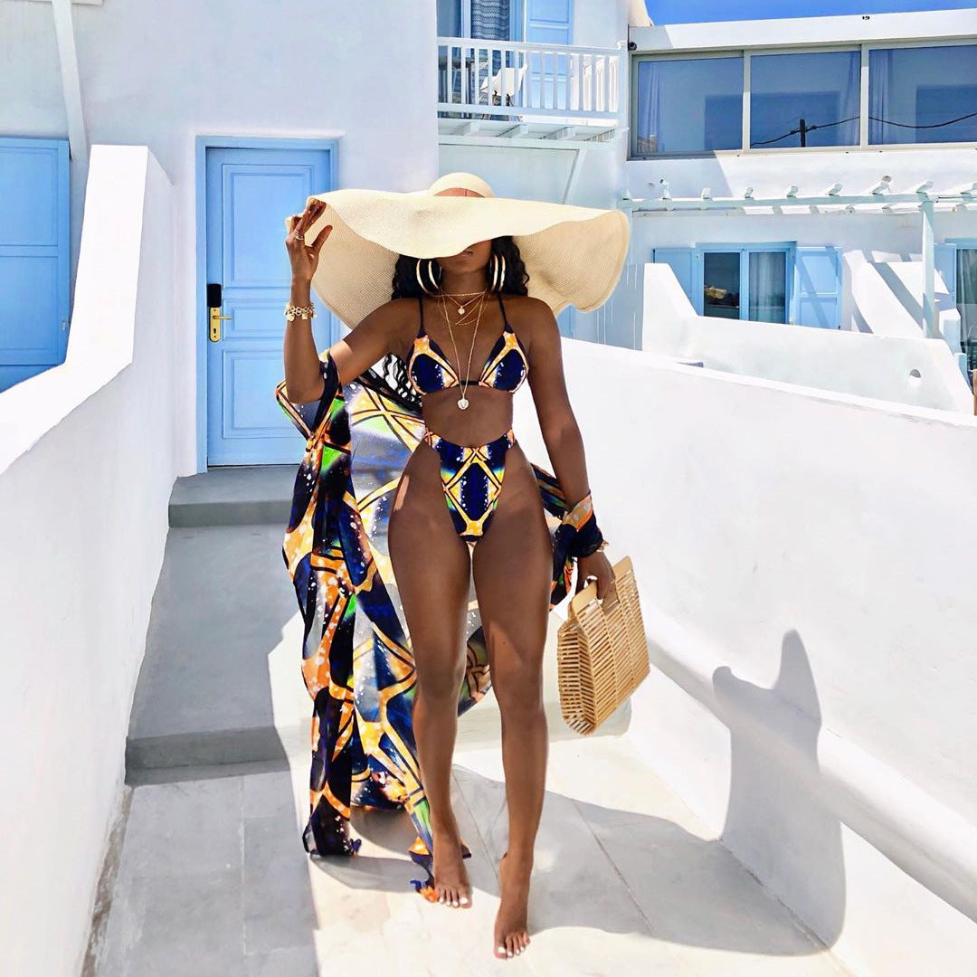 Damer Bikini-sæt med transparent Kaftan-overlay Stilla