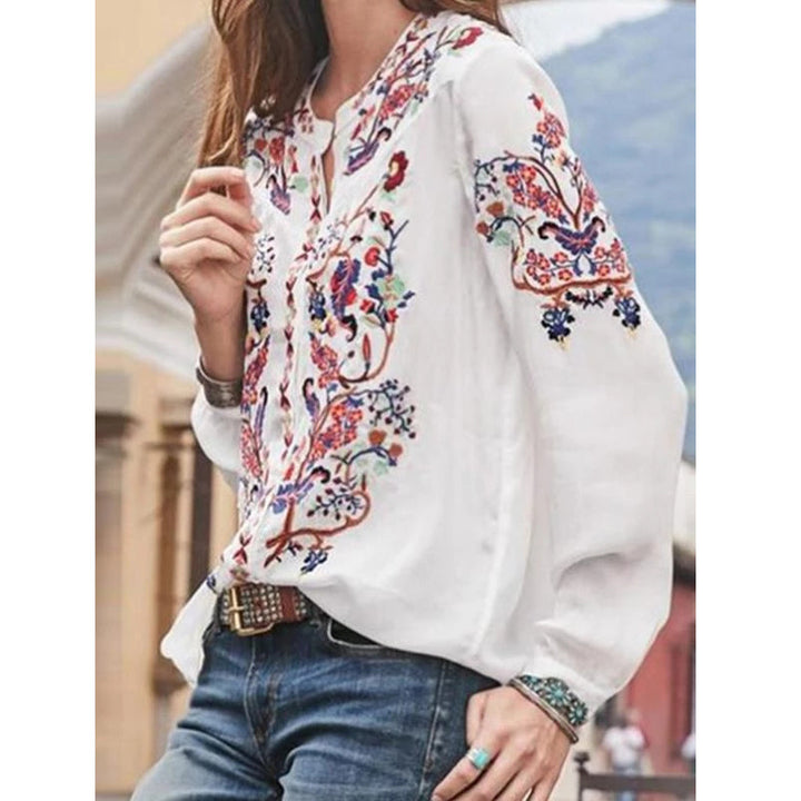 Dame Broderet Bohemian Bluse Stilla