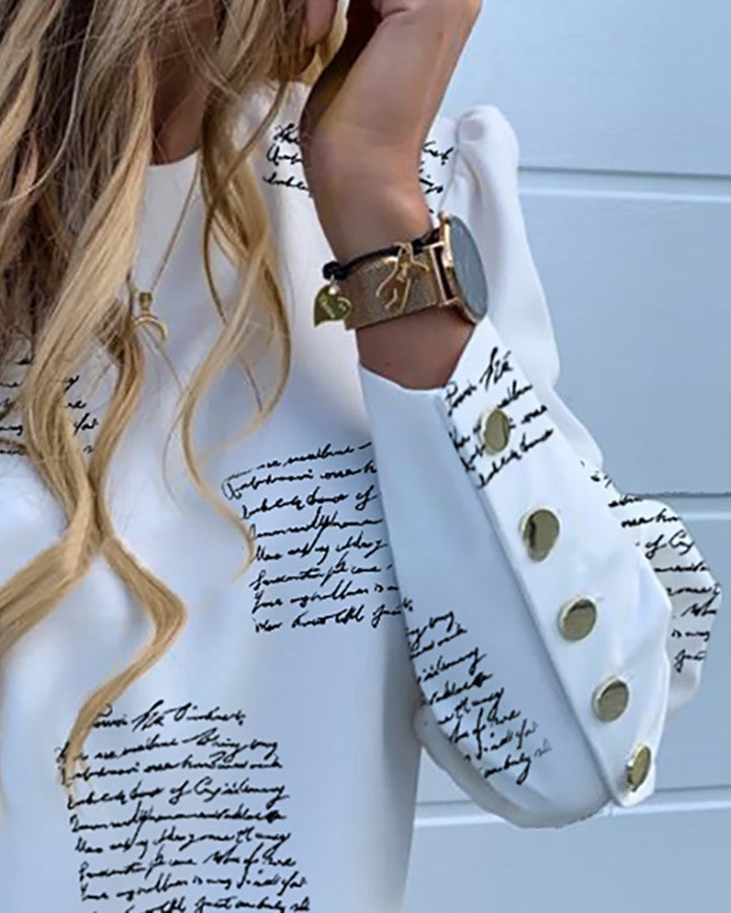 Dame mode bluse med ananasmotiv og elegante knapdetaljer Stilla