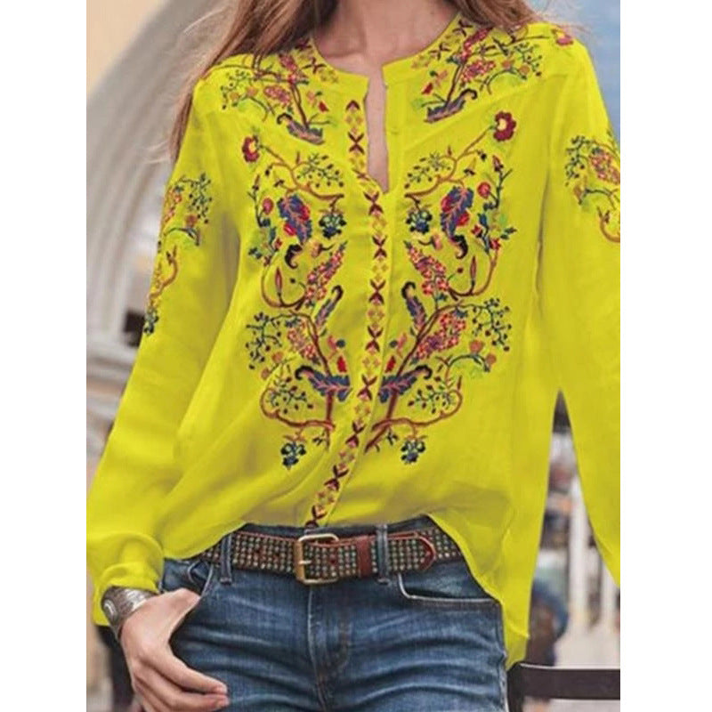 Dame Broderet Bohemian Bluse Stilla