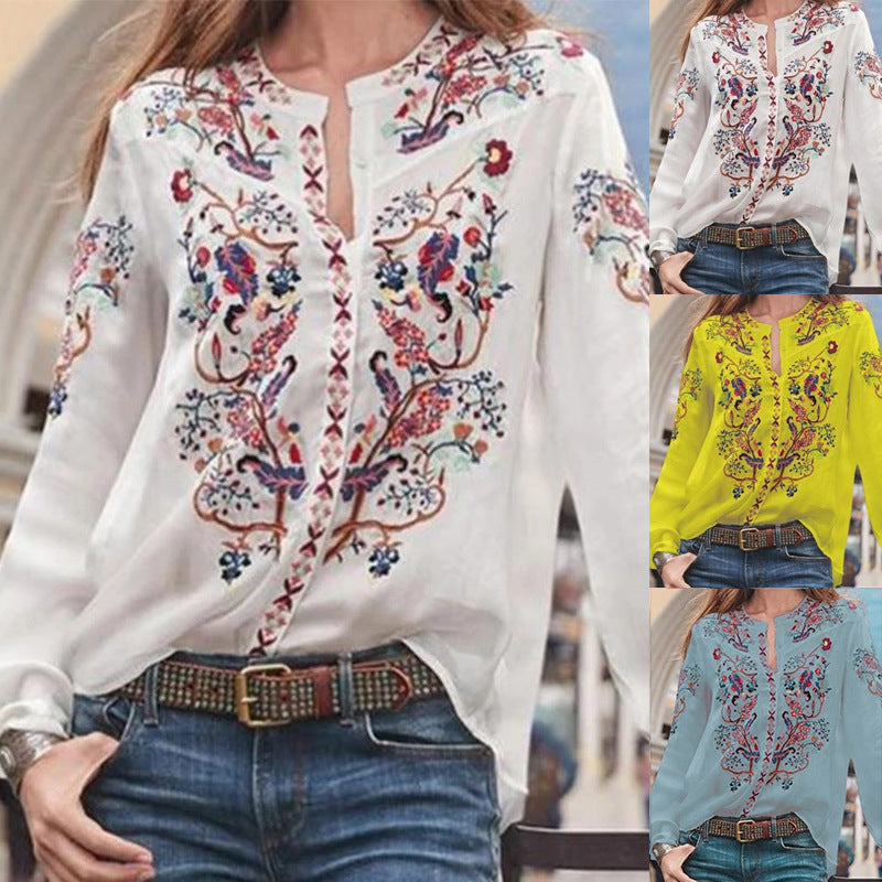 Dame Broderet Bohemian Bluse Stilla