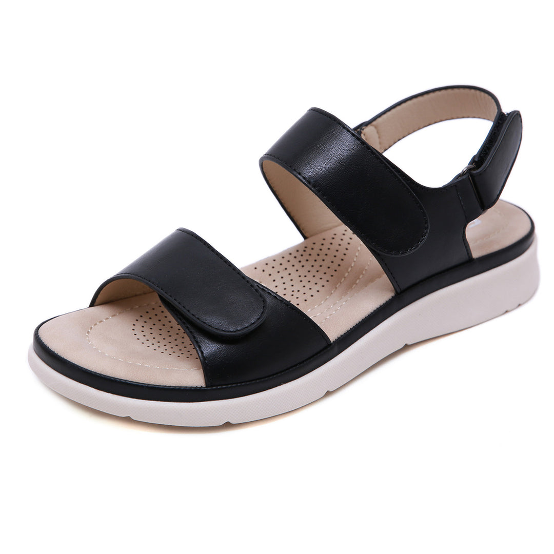 Dame mode velourslæder-sandaler med justerbare velcro-lukninger og anatomisk fodseng Stilla