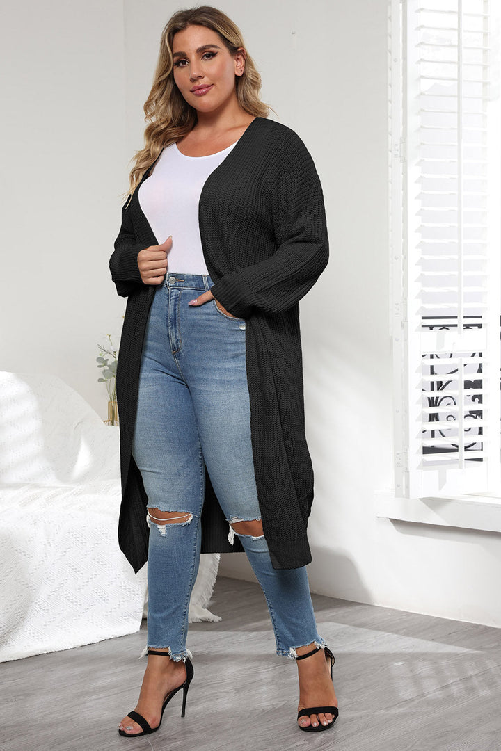 Stilla | Plus Size Åben Front Langærmet Cardigan