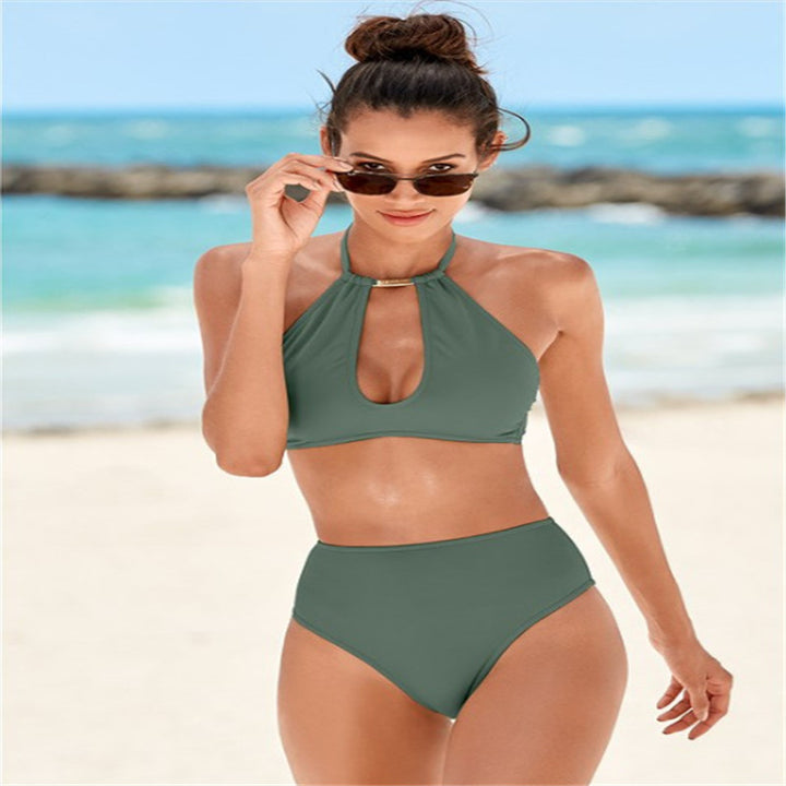 Dame Højskåret Bikini med elegant Halter-design Skovae