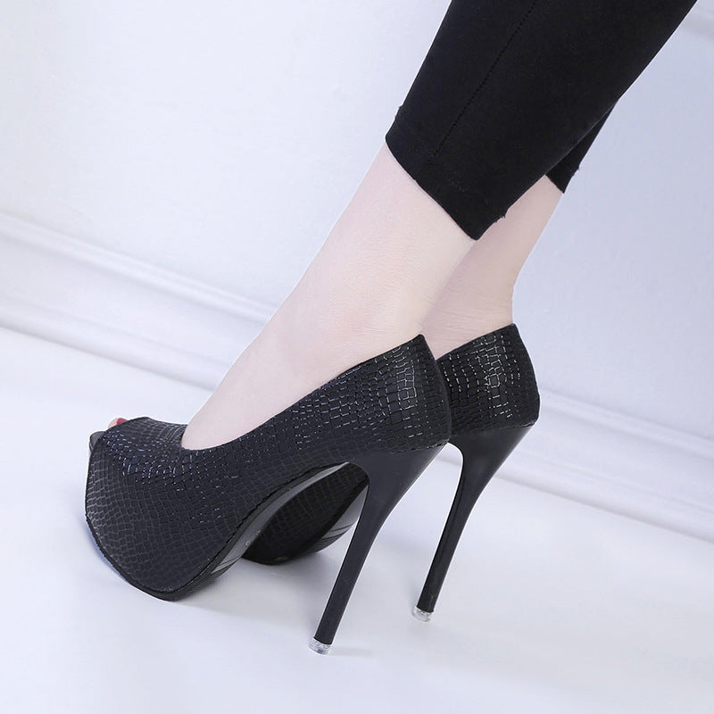 Dame höghælede pumps i trendy slangeskindsdesign med skridsik sikker sål Stilla