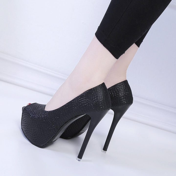 Dame höghælede pumps i trendy slangeskindsdesign med skridsik sikker sål Stilla