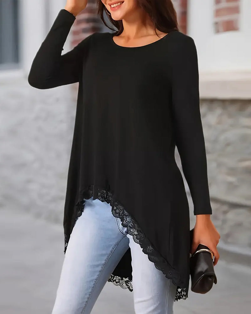 Stilla | Langeærmet top med mesh patchwork