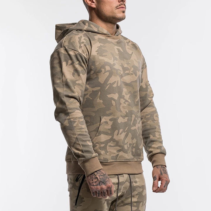 Herrer Camo Hættetrøje i høj kvalitets sweatstof med praktisk kængurulomme Stilla