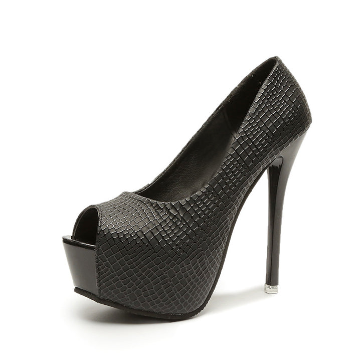 Dame höghælede pumps i trendy slangeskindsdesign med skridsik sikker sål Stilla