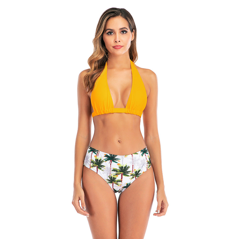 Damebikini med trendy polka-dot mønster og højskåret slip Stilla