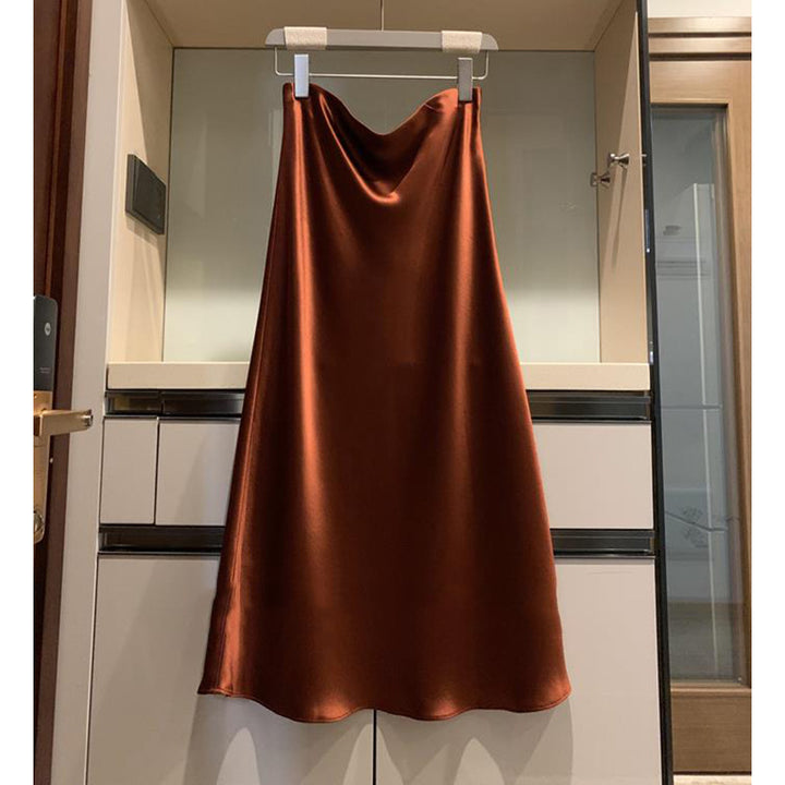 Damer elegant Midi-nederdel i blank satin Stilla