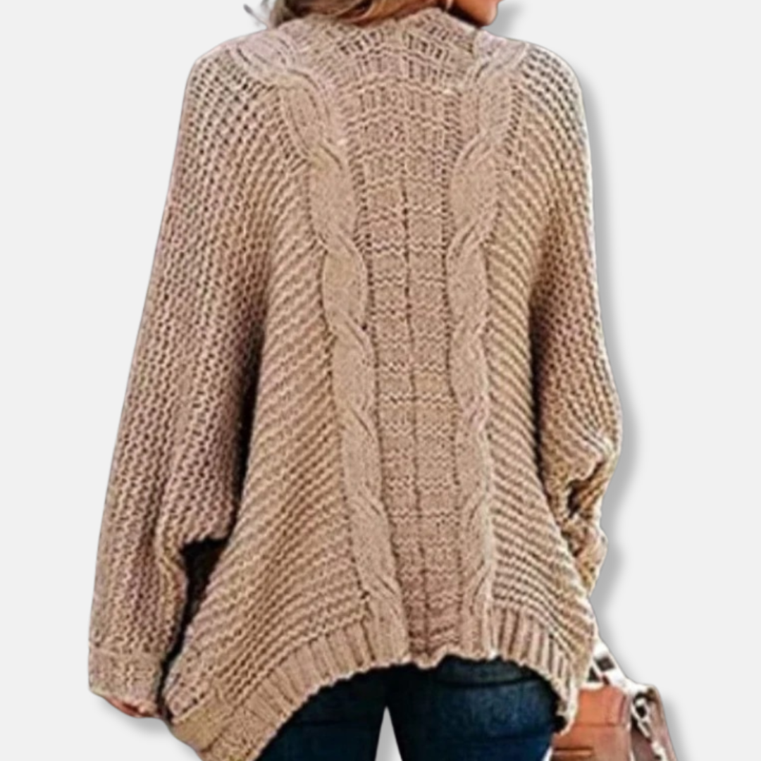 Stilla | Uld Oversized Cardigan Ribbede Åben Frontlommer Cardigan