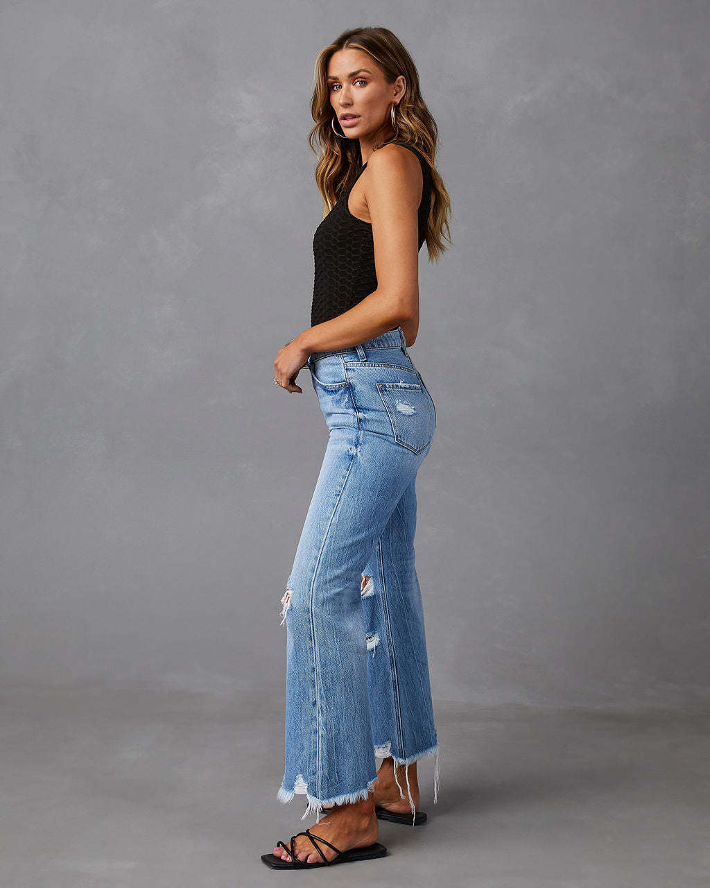 Stilla | Rippede Jeans Med Høj Talje Og Brede Ben